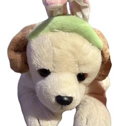 Plush Yellow Labrador Retriever w/Bunny Ears Easter Puppy Dog w/Print Bow NWT