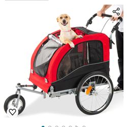 Dog Bike Trailer, Pet Stroller Bicycle Carrier W/ Hitch