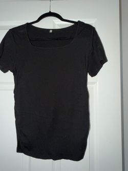 Maternity  Black Short Sleeve Square Neck Top