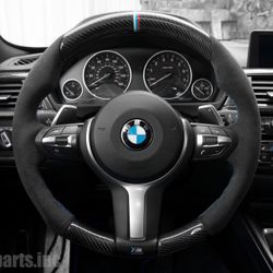 BMW M3 M4 F30 F31 F20 F21 X4 X5 X6 M Performance Steering Wheel Alcantara Carbon Fiber M Stripe~10