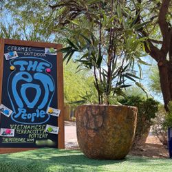 9” h x 11” w  Rustic Copper Brown Atlantis Ceramic Outdoor Patio Pot, Garden Pottery