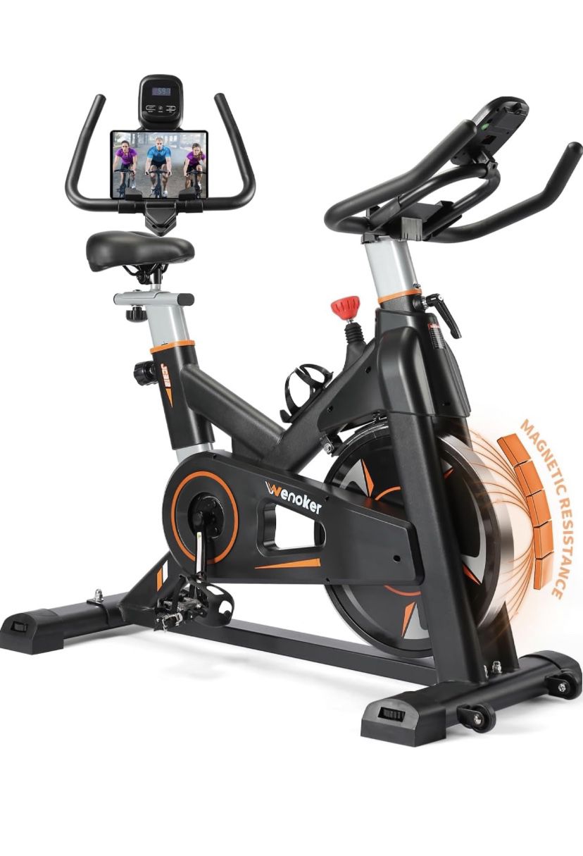 Exercise Bike, Magnetic Resistance Stationary Bike for Home, Indoor Bike with Whisper Quiet, Heavy Flywheel and Upgraded LCD Monitor (Newest V