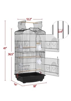 Black Metal Bird Cage with Open Top