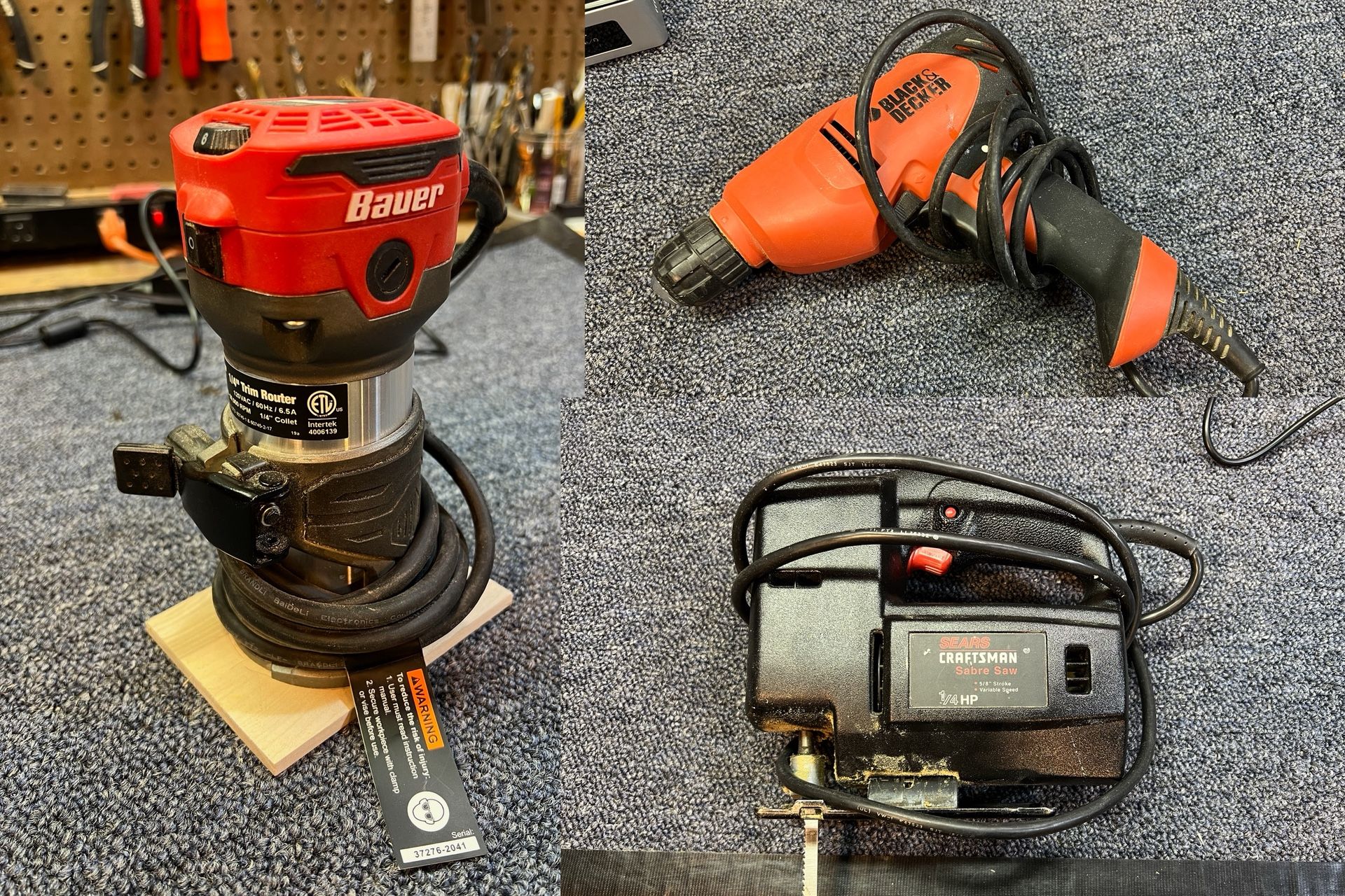 Power Tool Lot - Compact Router, Jigsaw, Power Drill
