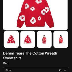 Small Red Denim Tears Hoodie 
