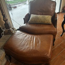 Leather Couch Chair With Ottoman 