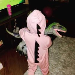 12-18 months girls pink Dino onesie