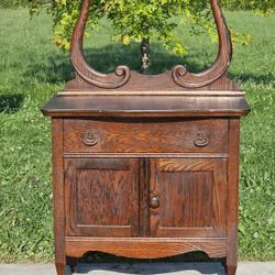 Antique Solid Wood Washstand Wash Stand Table Nightstand End Side Dresser Cabinet