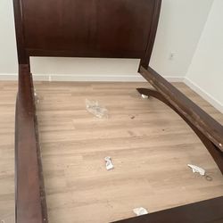 Bed Queen Size Solid Wood 🪵 Headboard Footboard Sides With Rails Via 