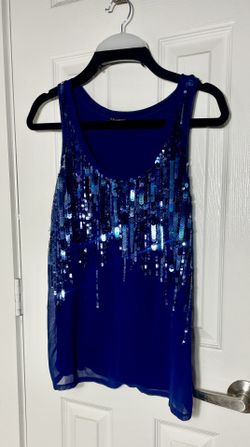 Sparkly Blue Sequin Top - Express - New Year's Eve Glam Size Small/ P Party Top