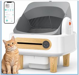 RPZ Automatic Cat Litter Box Self Cleaning, Robot Litter Box for Multiple Large Cats, Open Top Auto App Control Ultra-Quiet, Durable, Keep Home Freshn
