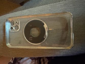 iPhone 14 Plus case clear and silver Magnetic with kickstand