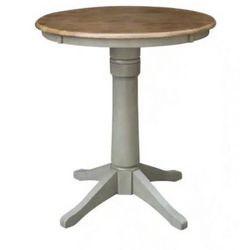 Open Box New International Concepts Hickory/Stone 30 in. Round Top Solid Wood Counter Height Dining