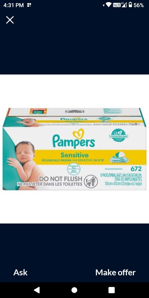 Brand New! Pampers Sensitive Wipes