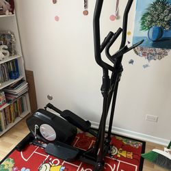 FUNMILY E970 Elliptical Trainers, Magnetic Eliptical Exercise Machines with Pulse Rate Grips, Compact Elliptical Training Equipment with LCD Monitor, 