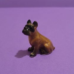 Bone China  boxer brown dog puppy miniature figurine Japan vintage 1.5"Tall.