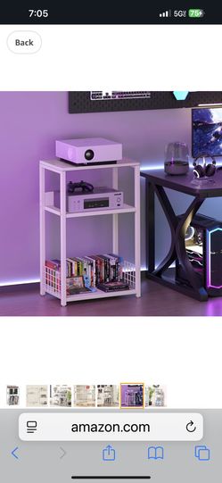 LELELINKY Large White Record Player Stand, 3 Tier 18" Wide Big End Table with Vinyl Storage Up to 130 Albums, Industrial Turntable Printer Tables, Mod
