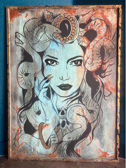 Custom Medusa painting with frame included
