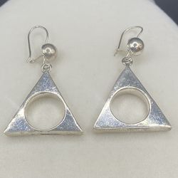 Sterling Vintage Triangle Earrings 