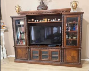 Vintage style natural wood wall unit