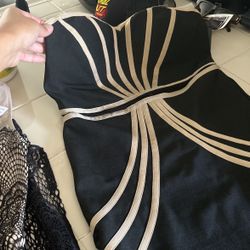 Black And Gold Short  Dress 