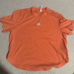 Womens Medium Orange Adidas Mock Neck Tee Coral Fusion 