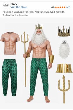 MCJC Little Mermaid Poseidon Neptune Halloween Costume Kit size 2XL