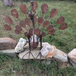 Custom Made Metal Yard Pieces, Peacock And Roadrunner