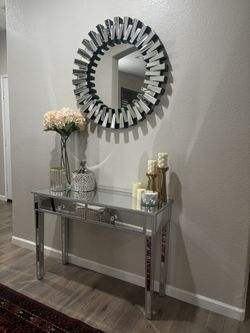 Mirrored Console Table With Matching Mirror