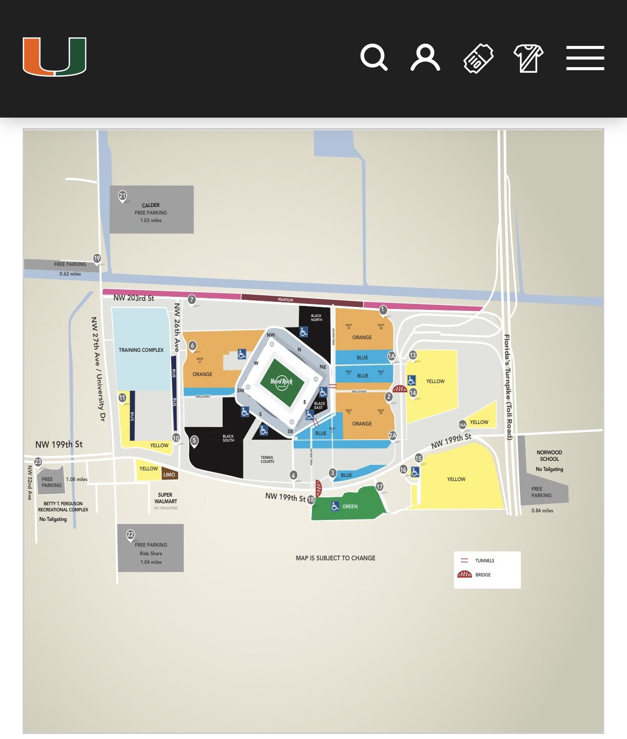 1 NC State @ Miami Hurricanes Green Parking Pass 10/23