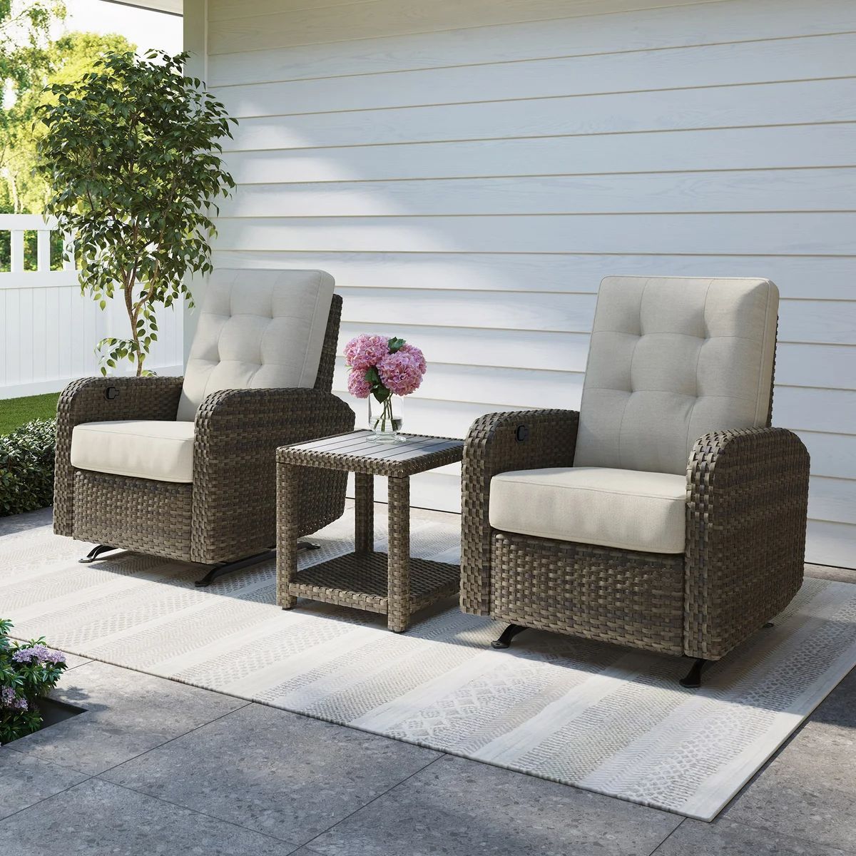 Thomasville Barela 3-piece Outdoor Patio Glider Recliner Set NEW