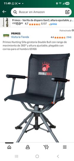 Primos Hunting Silla giratoria Double Bull con rango de movimiento de 360° y altura ajustable, plegable con correa para el hombro 65166