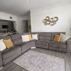 Grey Recliner Sectional Sofa L Shape 