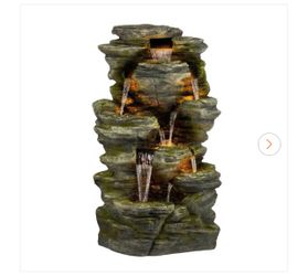 51 in. Tall Indoor/Outdoor Waterfall Rock Fountain with LED Lights