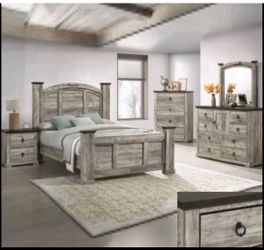 4- Pc Bedroom set Dresser,Mirror Nightstand (1) Queen size bed frame Not including Mattress and Box Sp