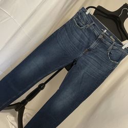 Men’s 38 7 For All Man Kind Relaxed Boot Blue Denim Jeans 