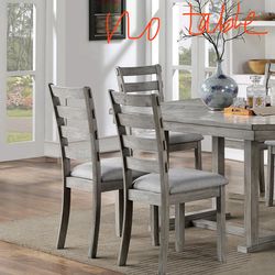 Gray Color Dining Chairs Padded Seat Set of 4pc Side Chair Ladder Back Kitchen Dining Room Wire Brushed