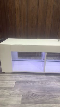 LED TV stand, lights up looks amazing