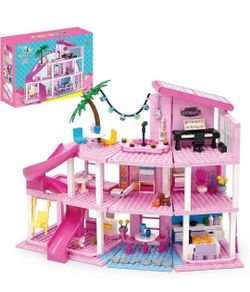 Friends Girls Music House Building Set, Pop Star Aparment Playset
3-Story Cottage with Spiral Slide, Piano & Microphone,Birthday Gifts