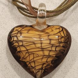 Hand Blown Heart Pendant Necklace 