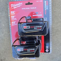 Milwaukee 18v Batteries 5.0 Ah Brand New
