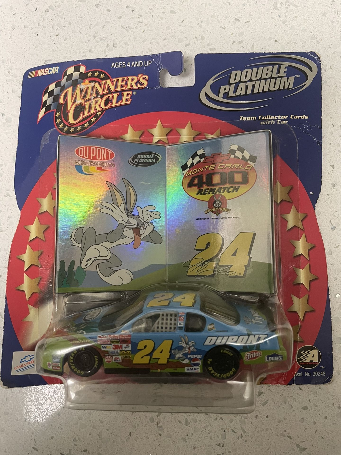 Vintage Winners Circle Toy Race Car With Team Collectors Cards