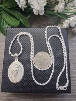 Cadena y san judas plata 925 24" 2.5mm
