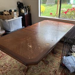 Dining room table and six chairs, 72x43.5" plus two 15" inserts