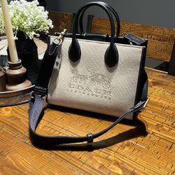 **New** Coach Purse Ace Tote  26, Salt Stone/Black