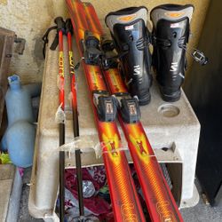 Ski Set Boots Skies And Sticks