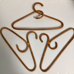 3) VTG Rattan Bamboo Clothes Hangers