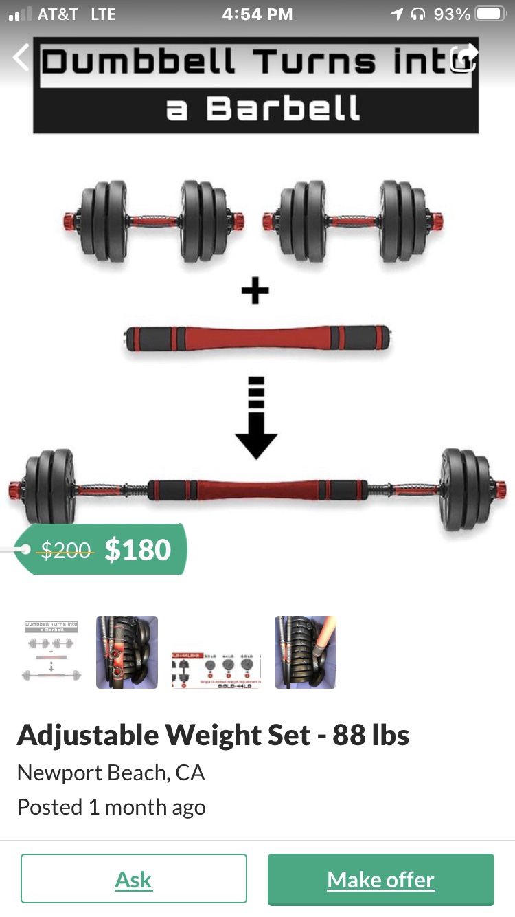 Adjustable barbell and Dumbbell Set