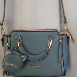 Chic Blue and Pink Crossbody Bags with Elegant Gold Accents