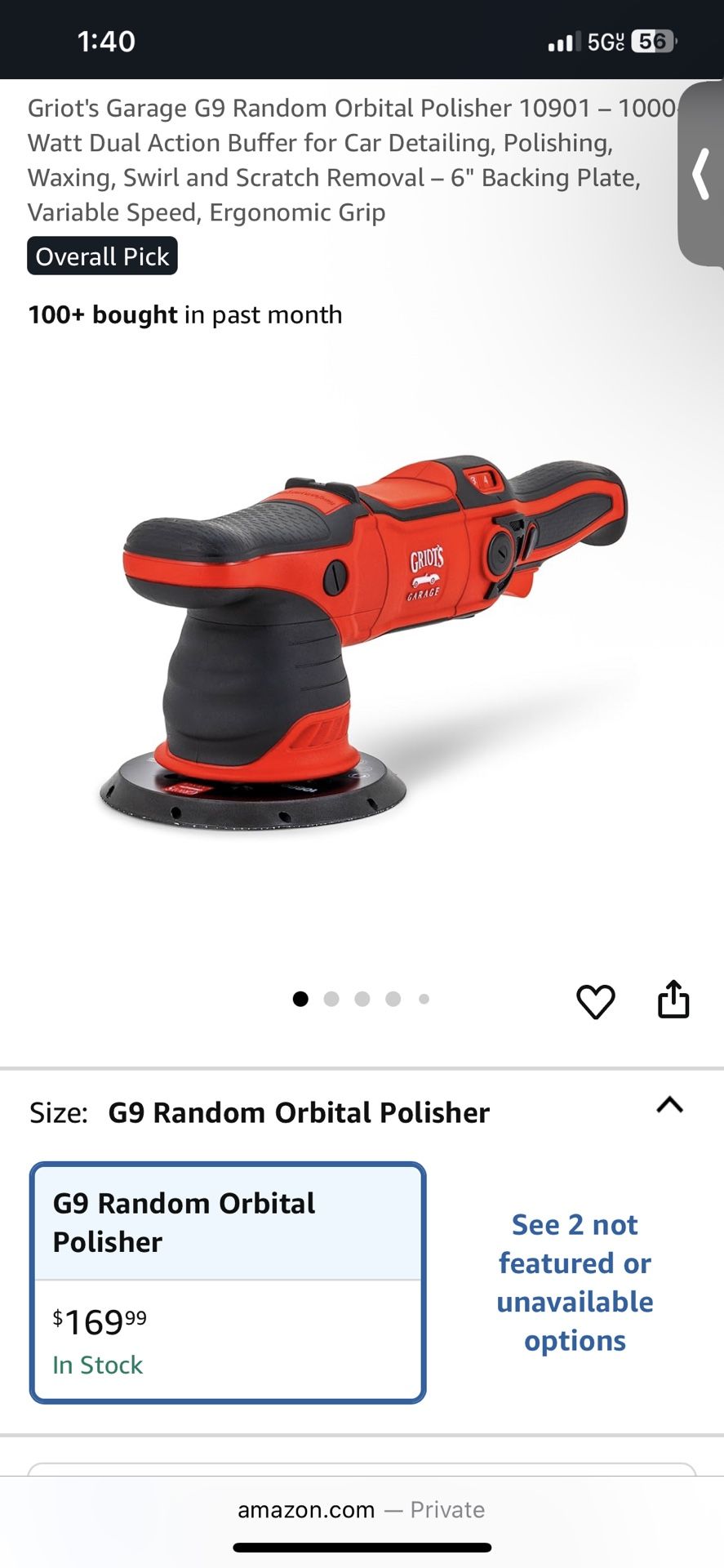 Griots Garage Orbital Polisher New In Box 